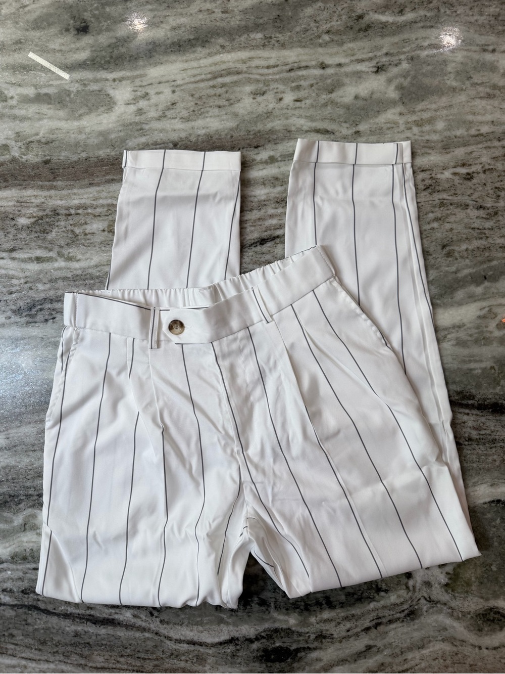 White Pinstripe Trousers for Women